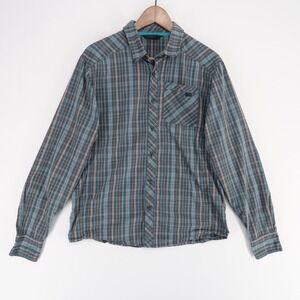Arcteryx Peakline Shirt Mens M Gray Blue Plaid Long Sleeve Button Up Hiking